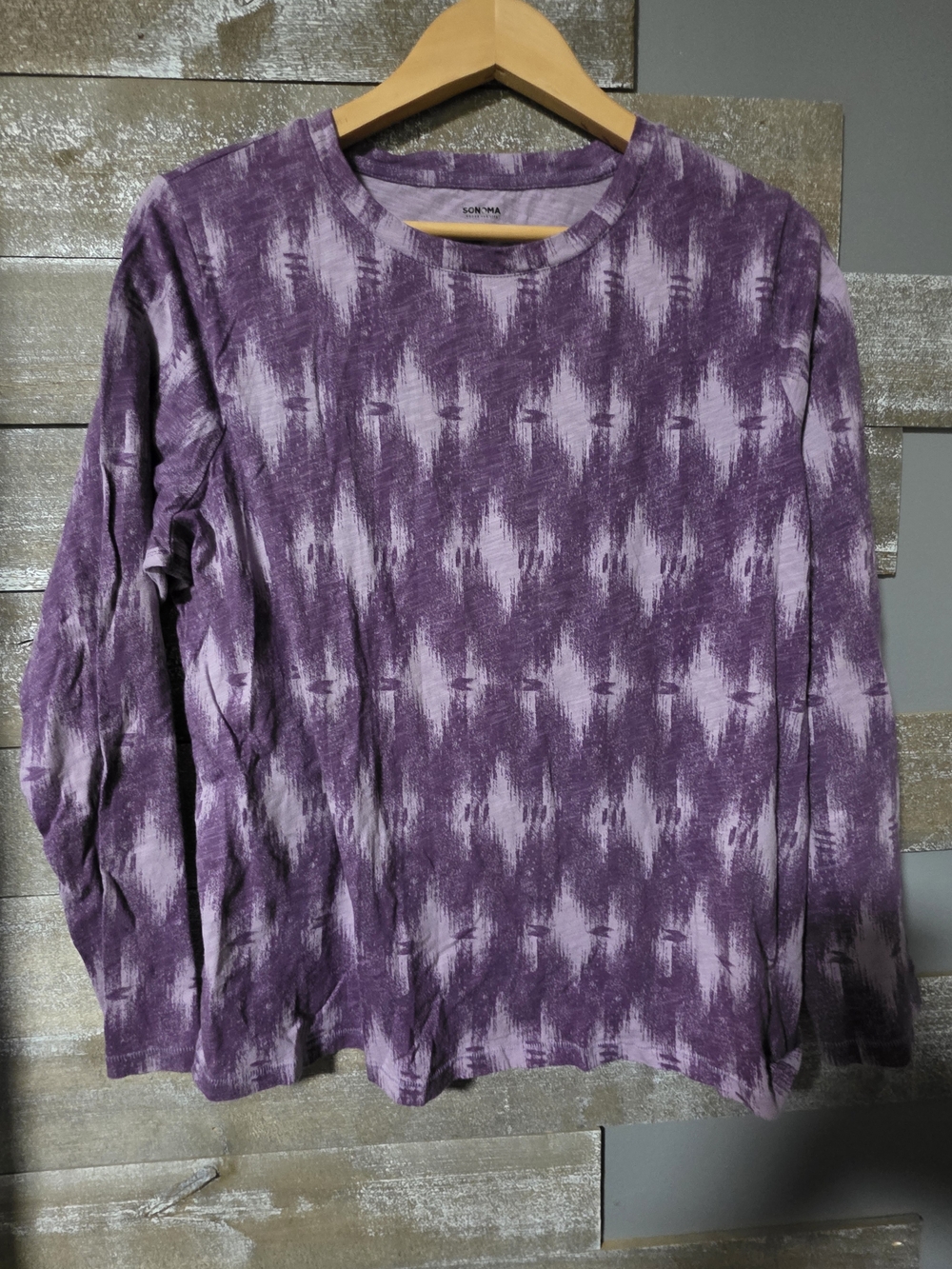 Sonoma Purple Patterned Long Sleeve Tee